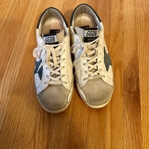 Golden Goose White Sneakers with Dark Blue Star